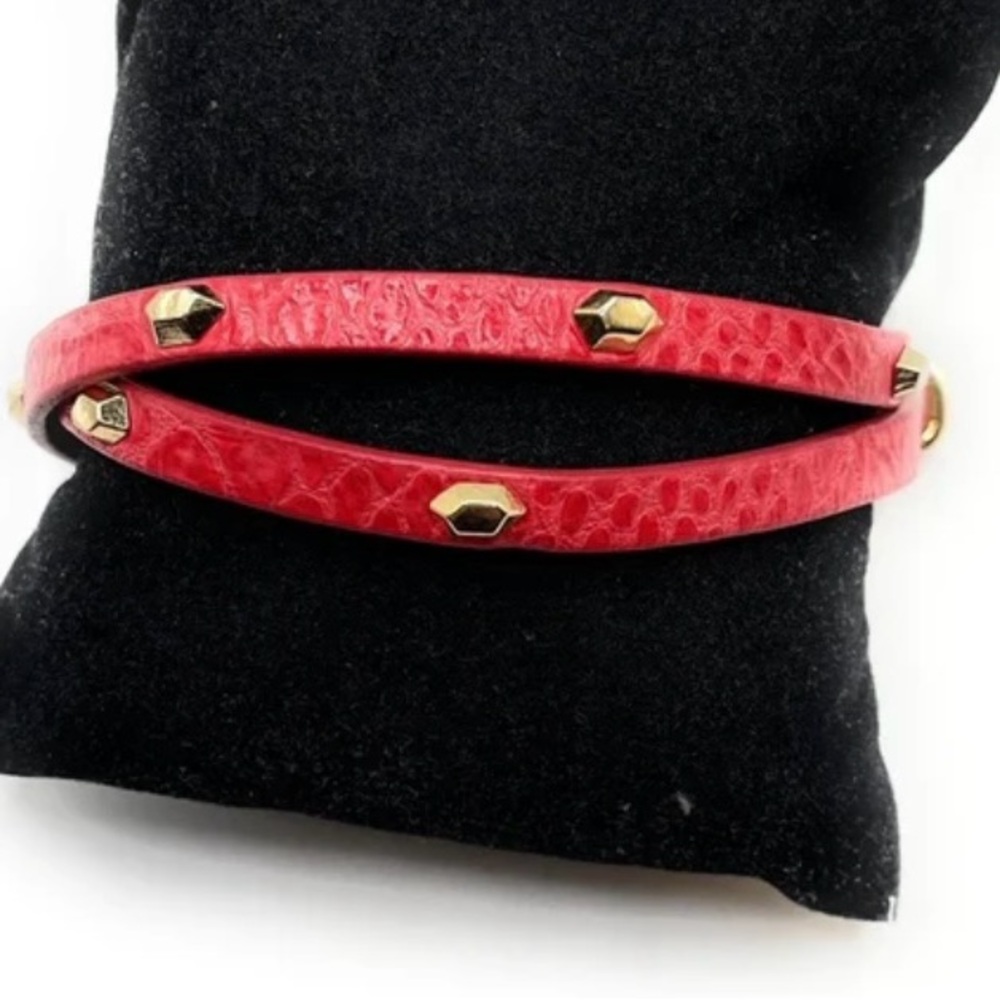 Red Leather Studded Bracelet